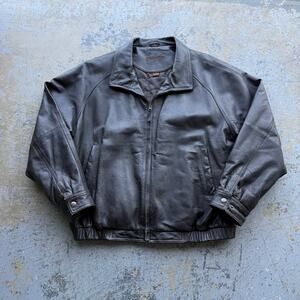 Vintage Dark Brown Leather Jacket Sz XL